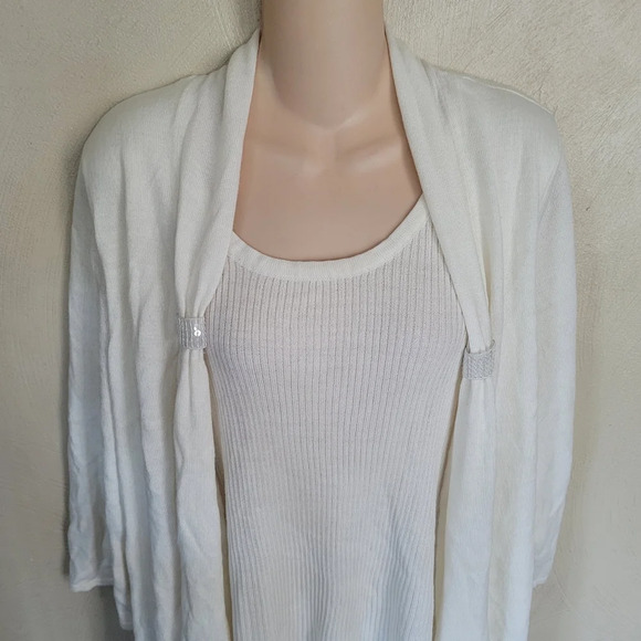 Sag Harbor White Top and Open Front Sweater Combo Set Size Women's 2X - Picture 3 of 9
